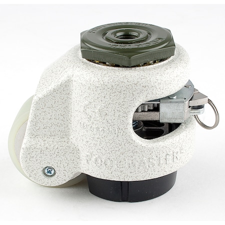 Foot Master Leveling Caster, Ratchet, 50 mm PU Wheel, 1/2-13 Stem, Swivel, 250 kg Cap, NBR Foot Pad, Ivory GDR-60-S-HUP-1/2